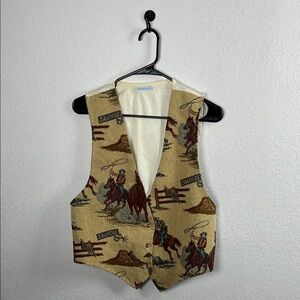 Vintage 90’s Backroad Blues Western Cowboy Print Vest Sz M Southwestern